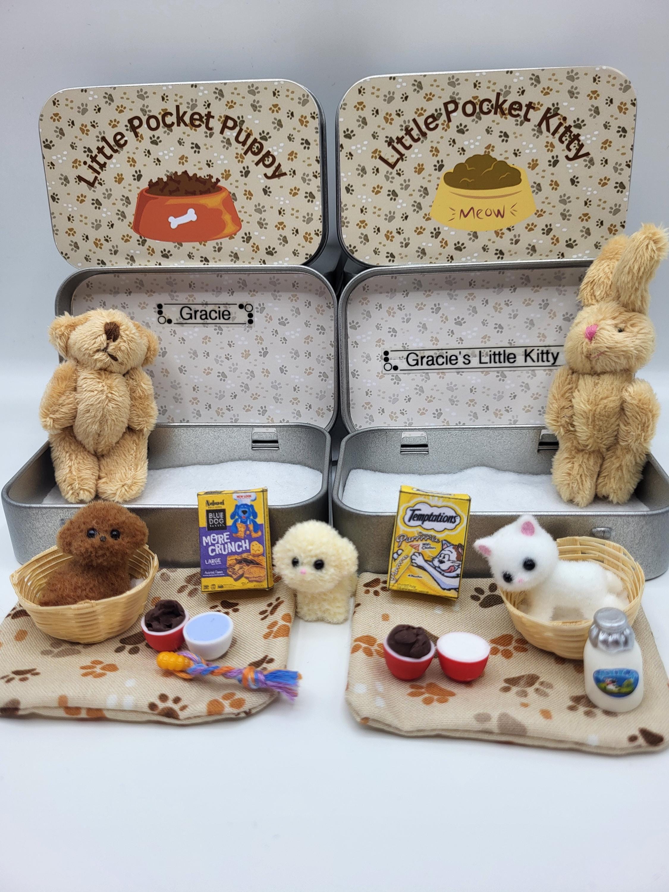 Personalized Miniature Teddy & Bunny Tin Playset, Party Favors, Bulk 10