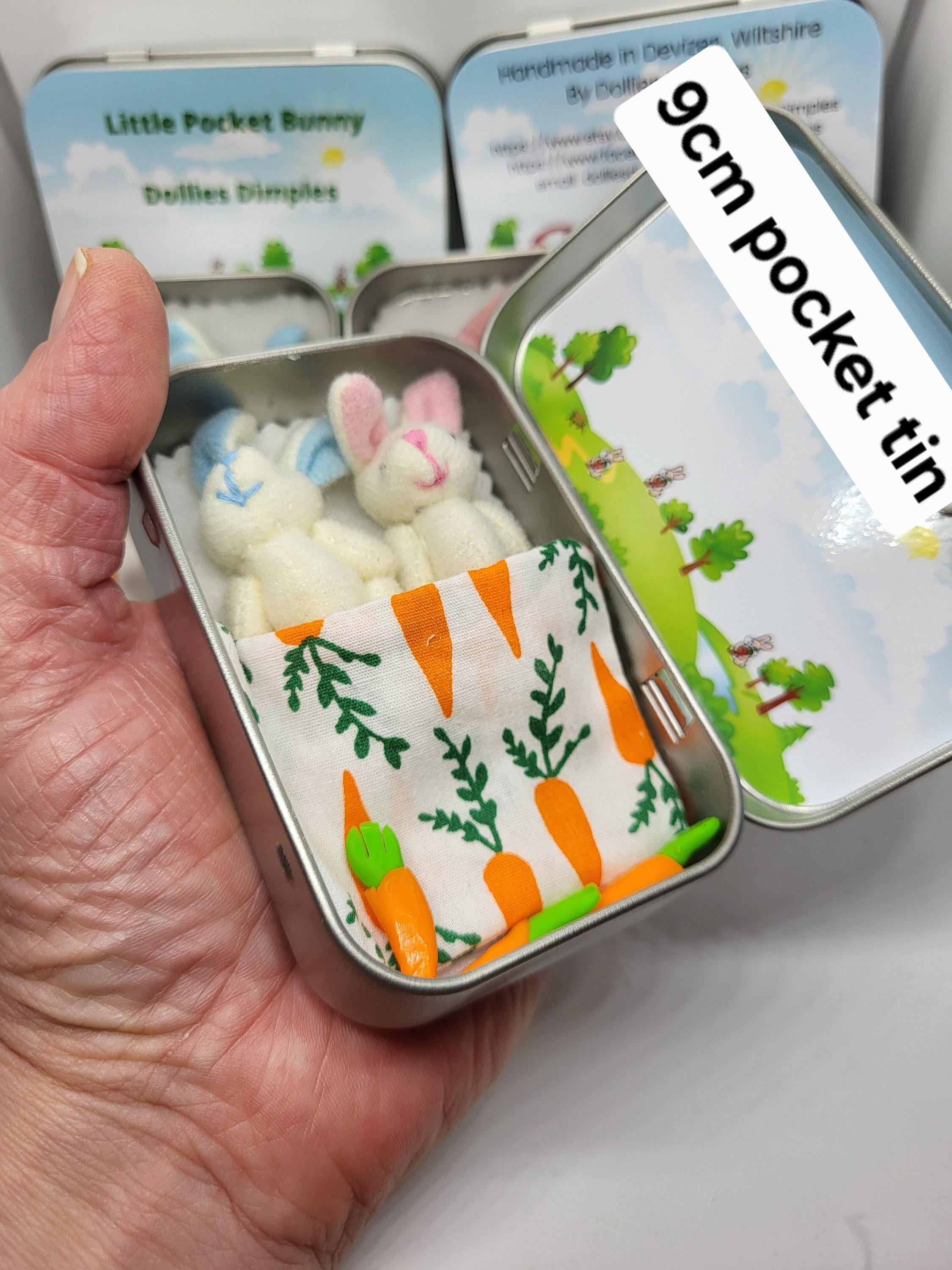 Easter Pocket Tin Bunnies: personalised Twin/Triplet Miniature Plush Toys