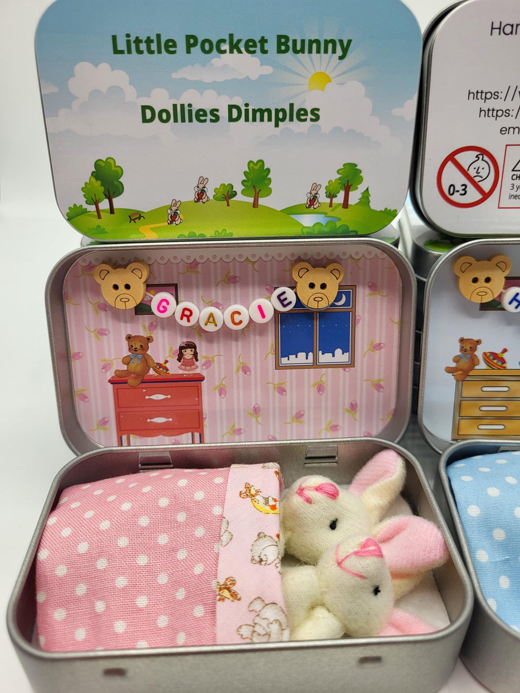 Bunny Plush Mummy & Baby in Pocket Tin - Easter Gift