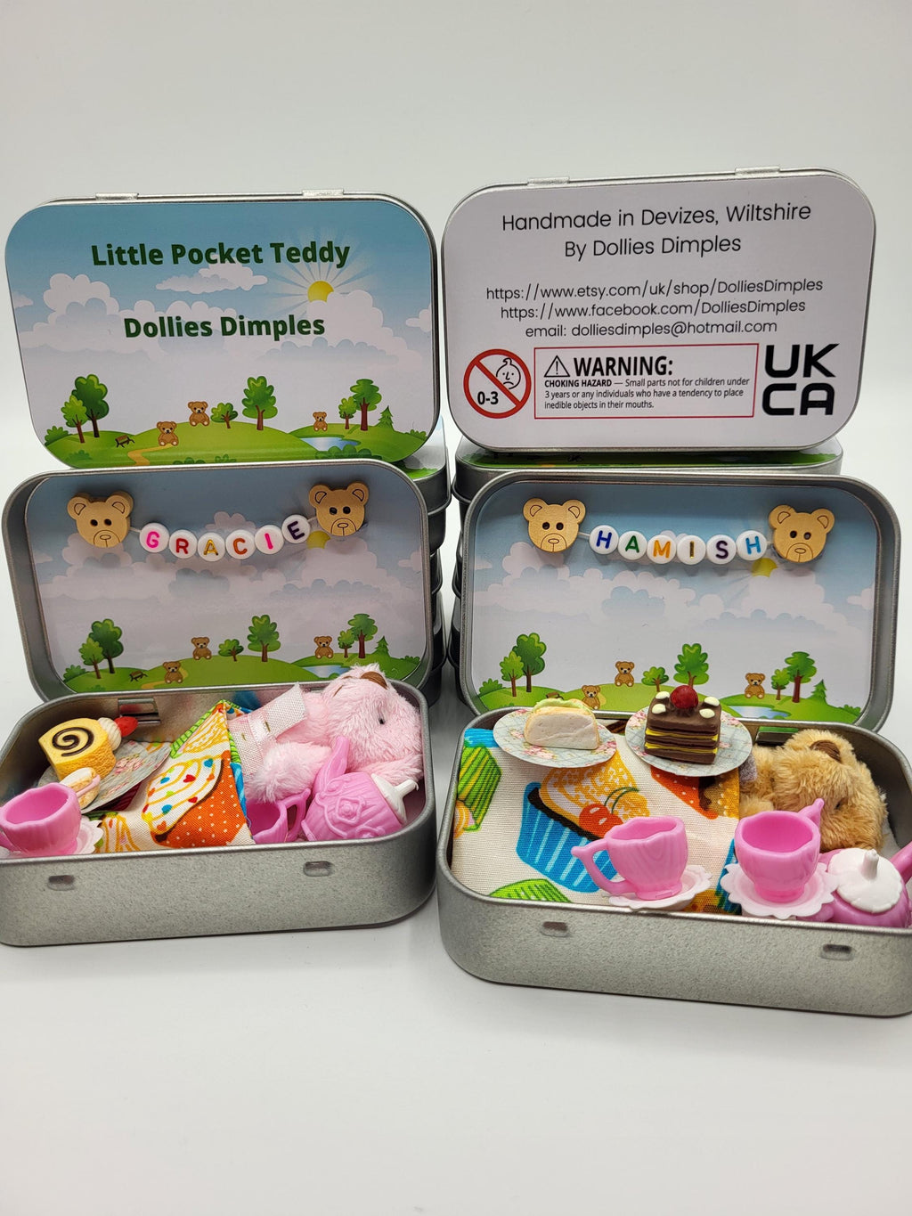 Mini Teddy Bear Tea Party Pocket Tin - Pretend Play Set