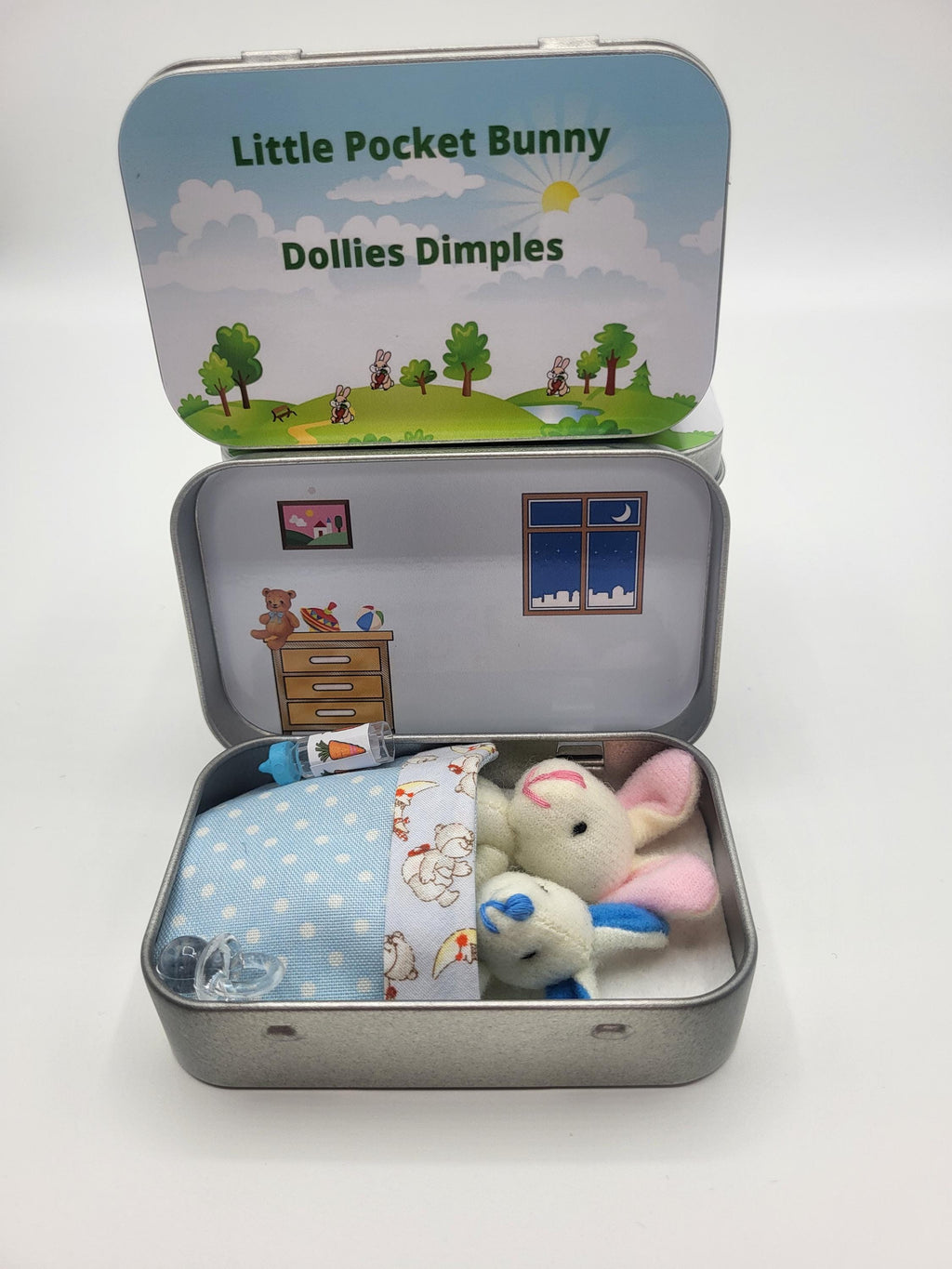 Bunny Plush Mummy & Baby in Pocket Tin - Easter Gift