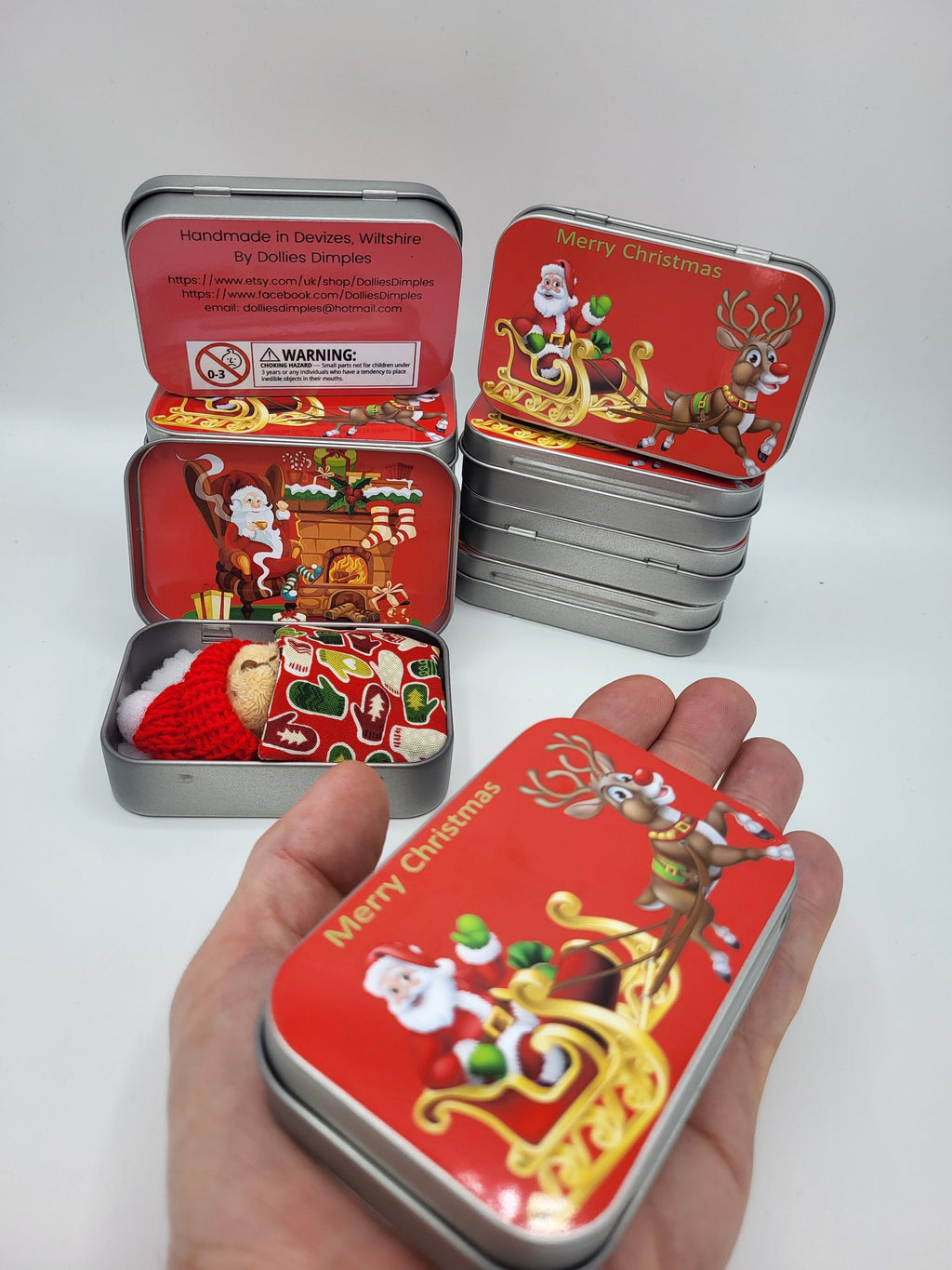 Christmas Teddy Bear in Pocket Tin: Christmas Stocking Filler