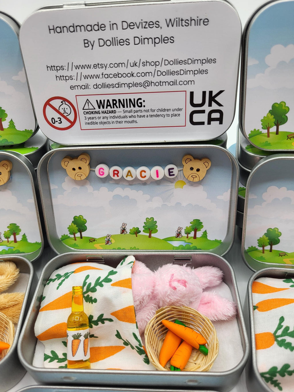 Easter Bunny Plush in Pocket Tin - Miniature Pretend Play