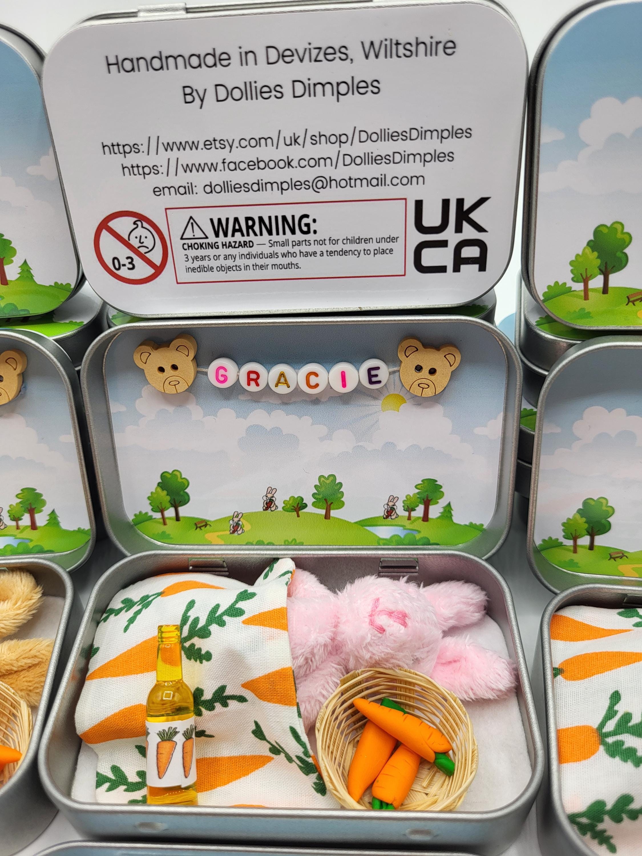 Easter Bunny Plush in Pocket Tin - Miniature Pretend Play