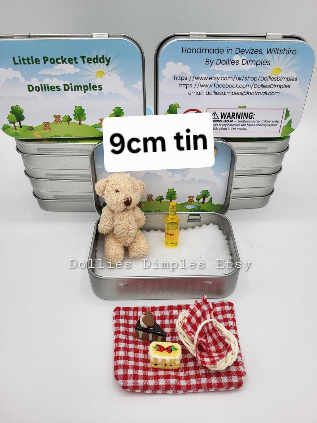Pocket Teddy Bear Picnic in a Tin: Miniature Plush Gift