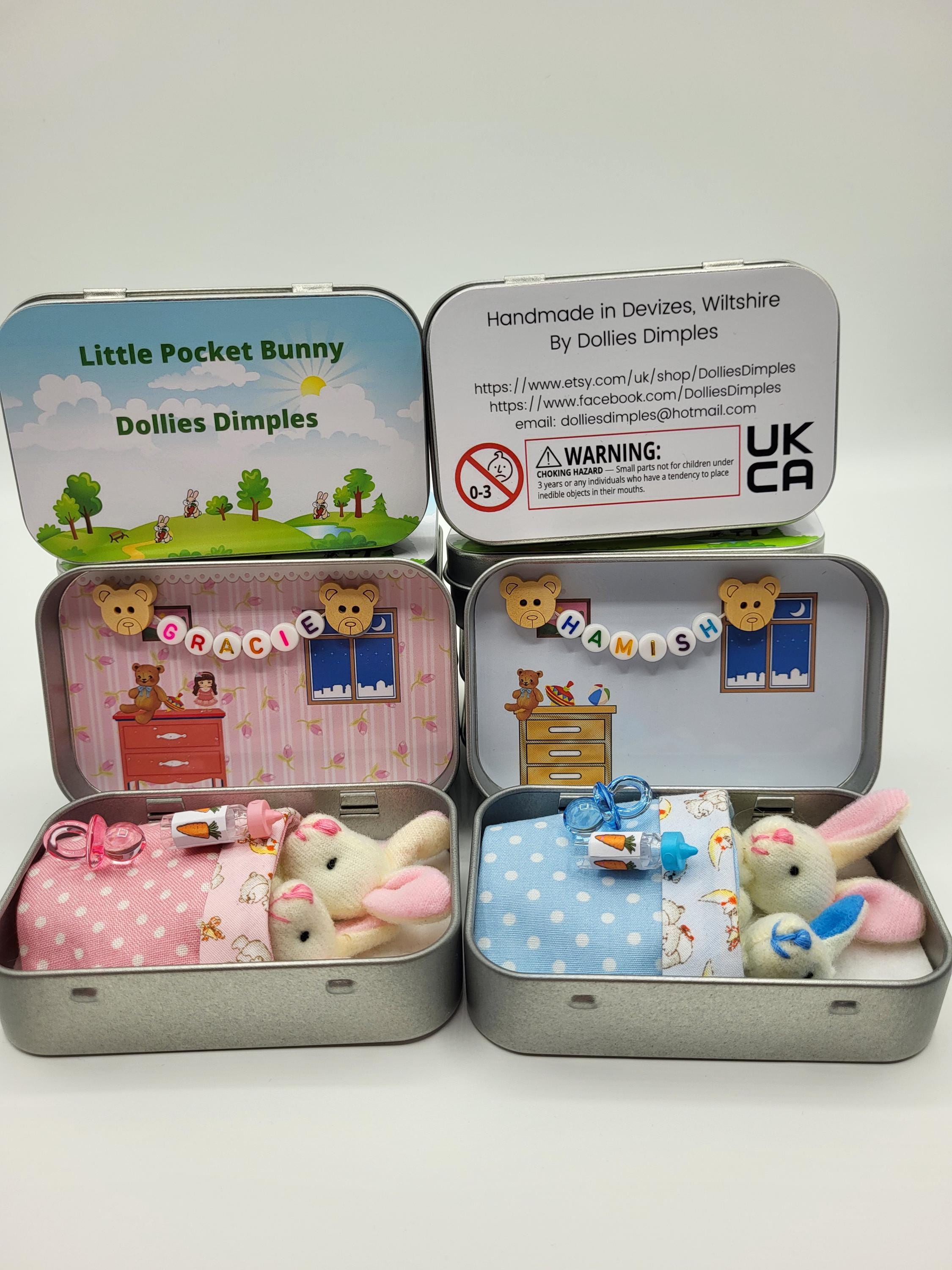 Easter Bunny Plush Mummy & Baby in Pocket Tin - Sibling Gift