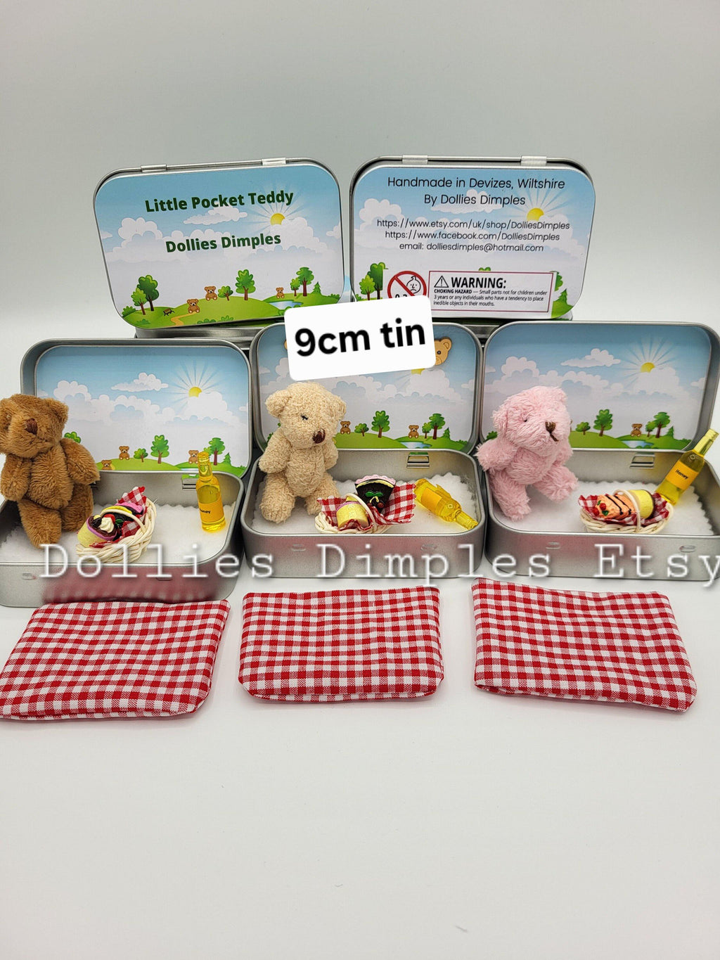 Pocket Teddy Bear Picnic in a Tin: Miniature Plush Gift