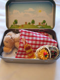 Teddy Bear Picnic in a Tin: Miniature Plush Keepsake - Role Play Gift