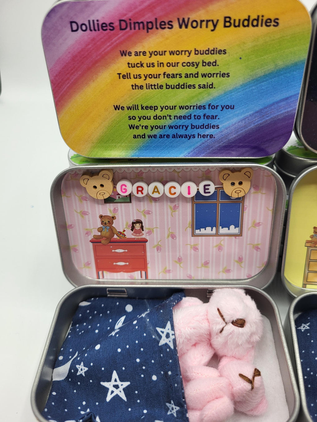 Bedtime Buddies: Tiny Teddy & Bunny in Tin with Poem