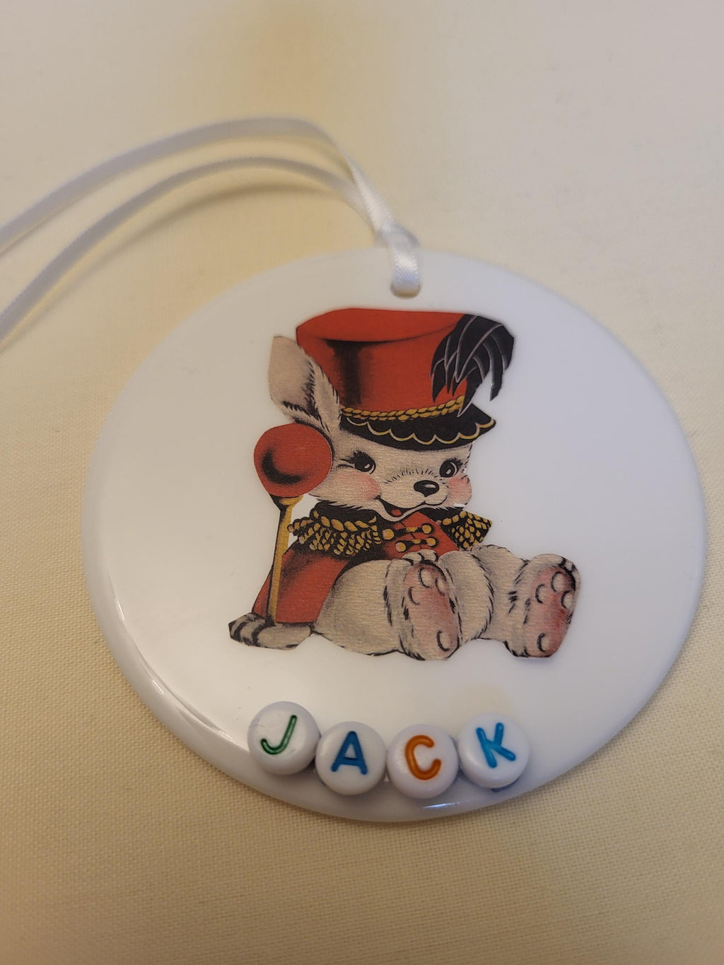 Personalized Ceramic Nursery Tag: Retro Kitsch Wall Hanging