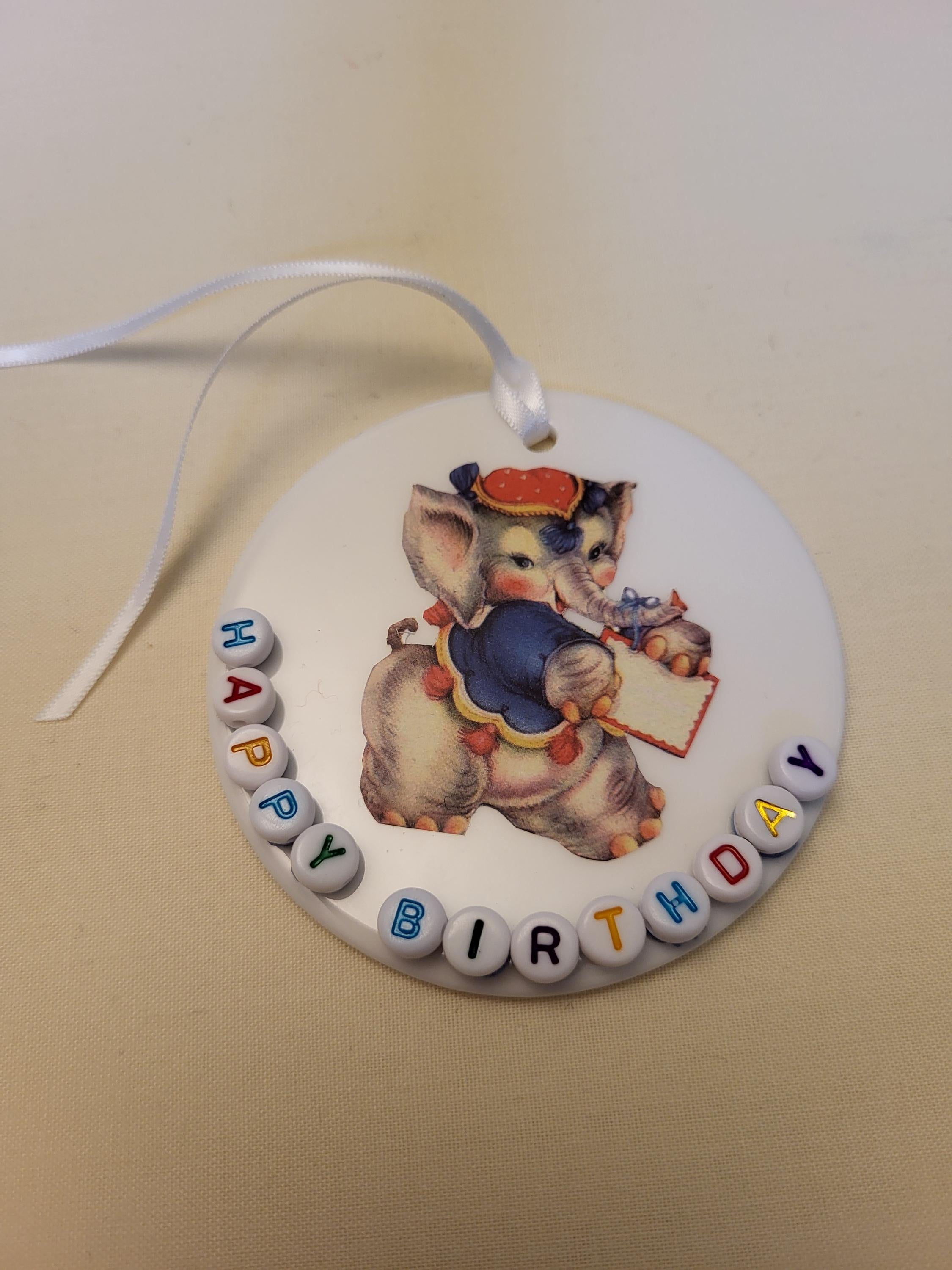 Personalized Ceramic Nursery Tag: Retro Kitsch Wall Hanging