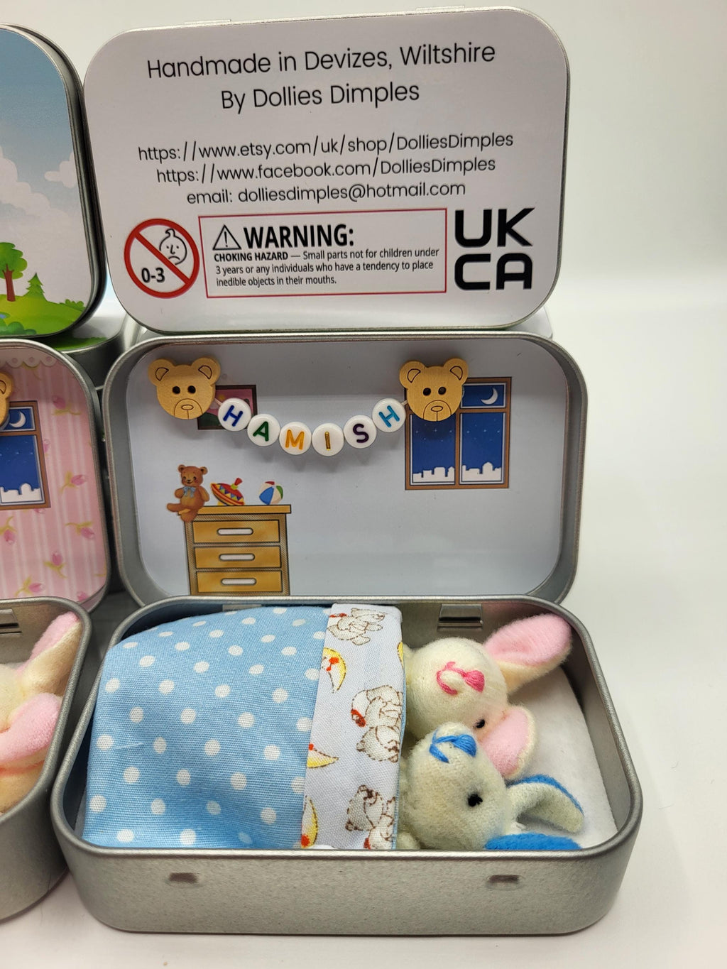 Bunny Plush Mummy & Baby in Pocket Tin - Easter Gift