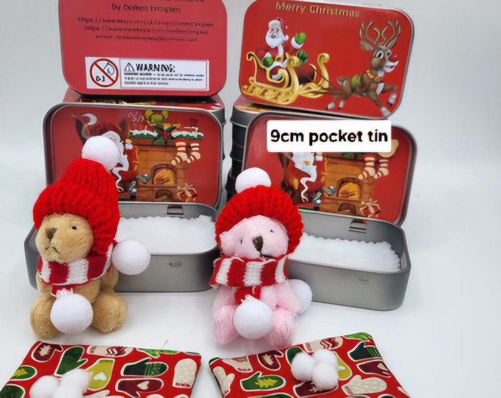 Christmas Teddy Bear in Pocket Tin: Christmas Stocking Filler
