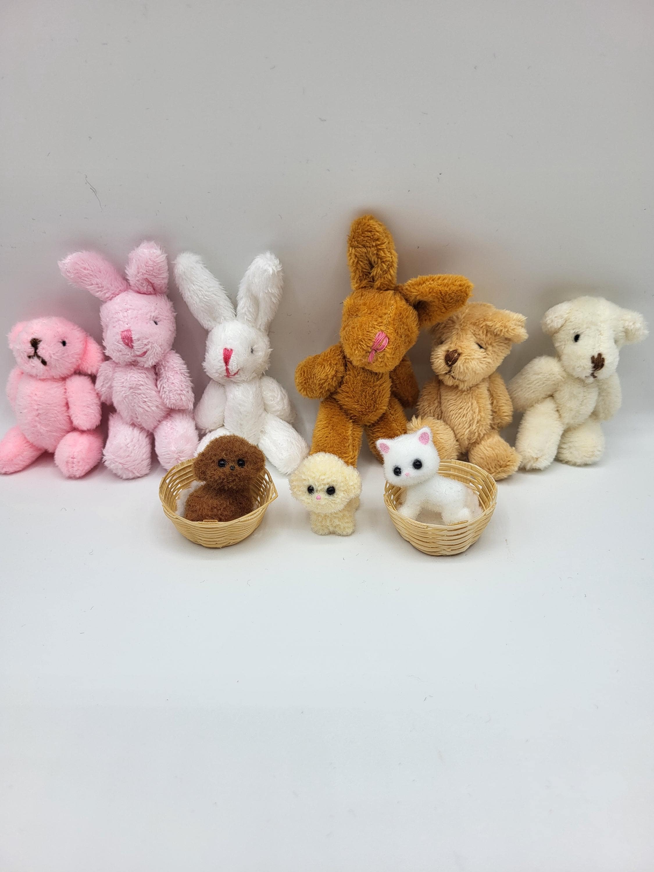 Personalized Miniature Teddy & Bunny Tin Playset, Party Favors, Bulk 10