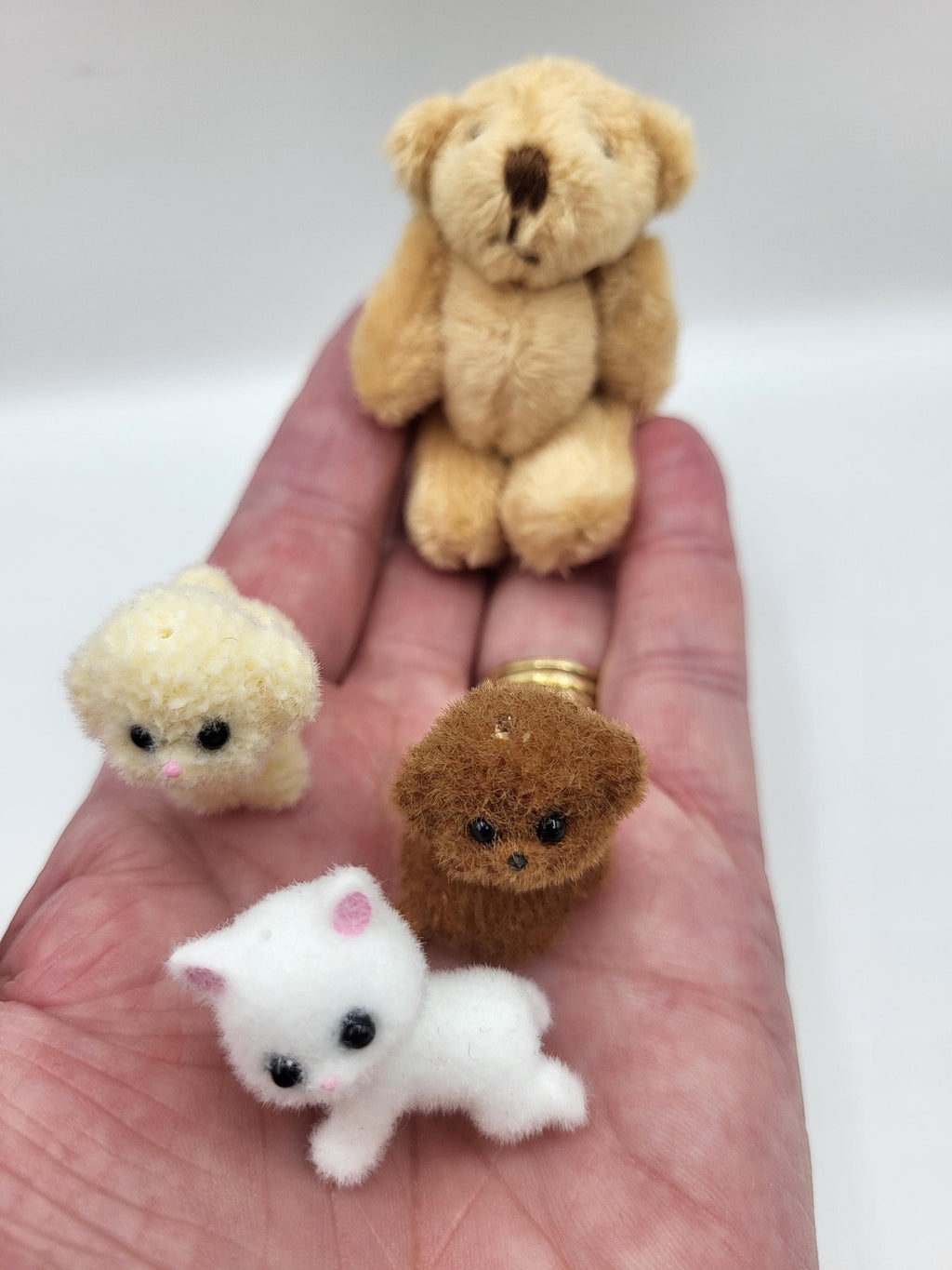 Cute Personalised Tiny Teddy or Bunny Play Set with Puppy or Kitten, includes Basket, Blanket, Food & Drink Bowls, Toy, Cat Milk, Pet Treats