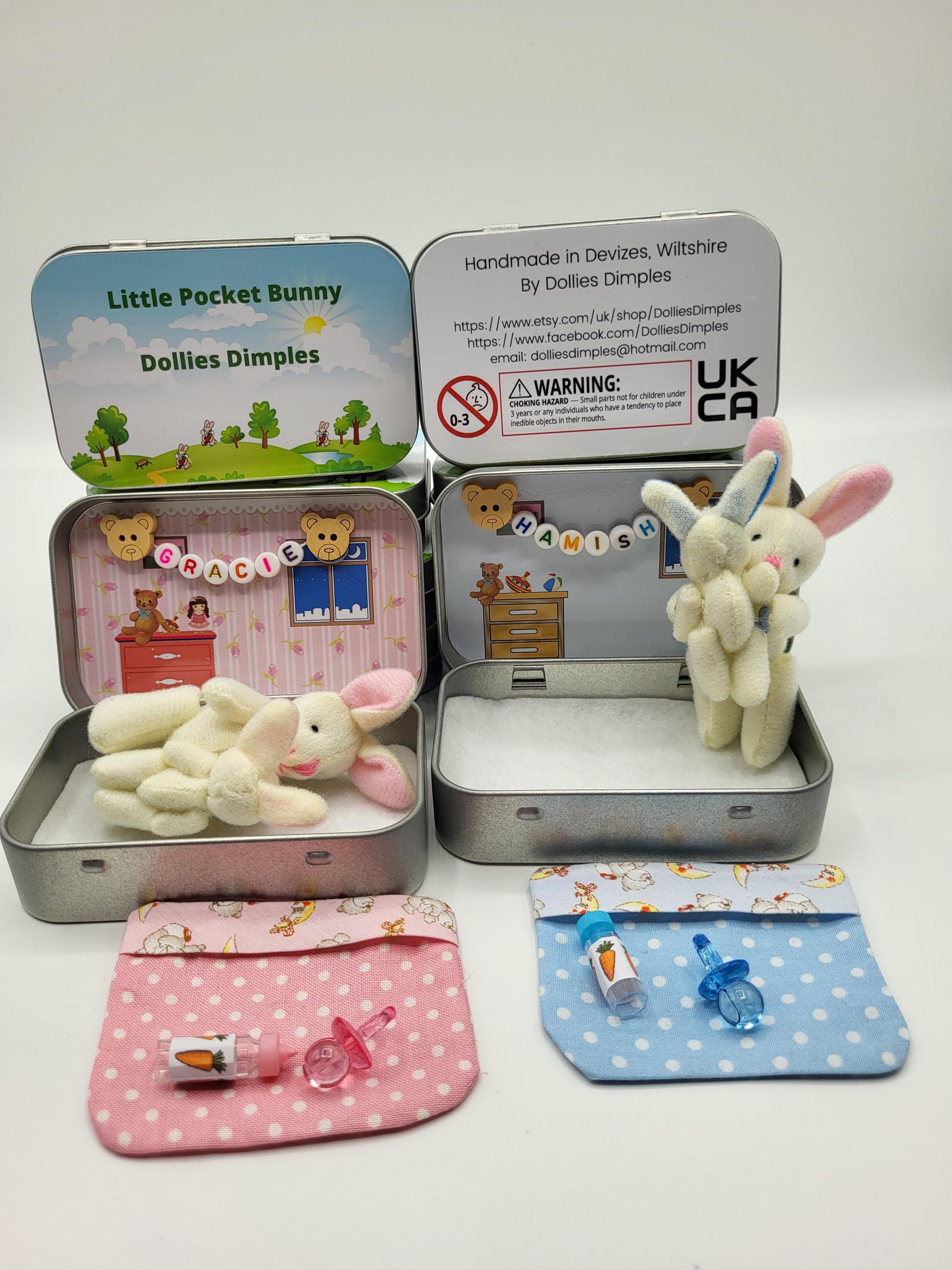 Easter Bunny Plush Mummy & Baby in Pocket Tin - Sibling Gift