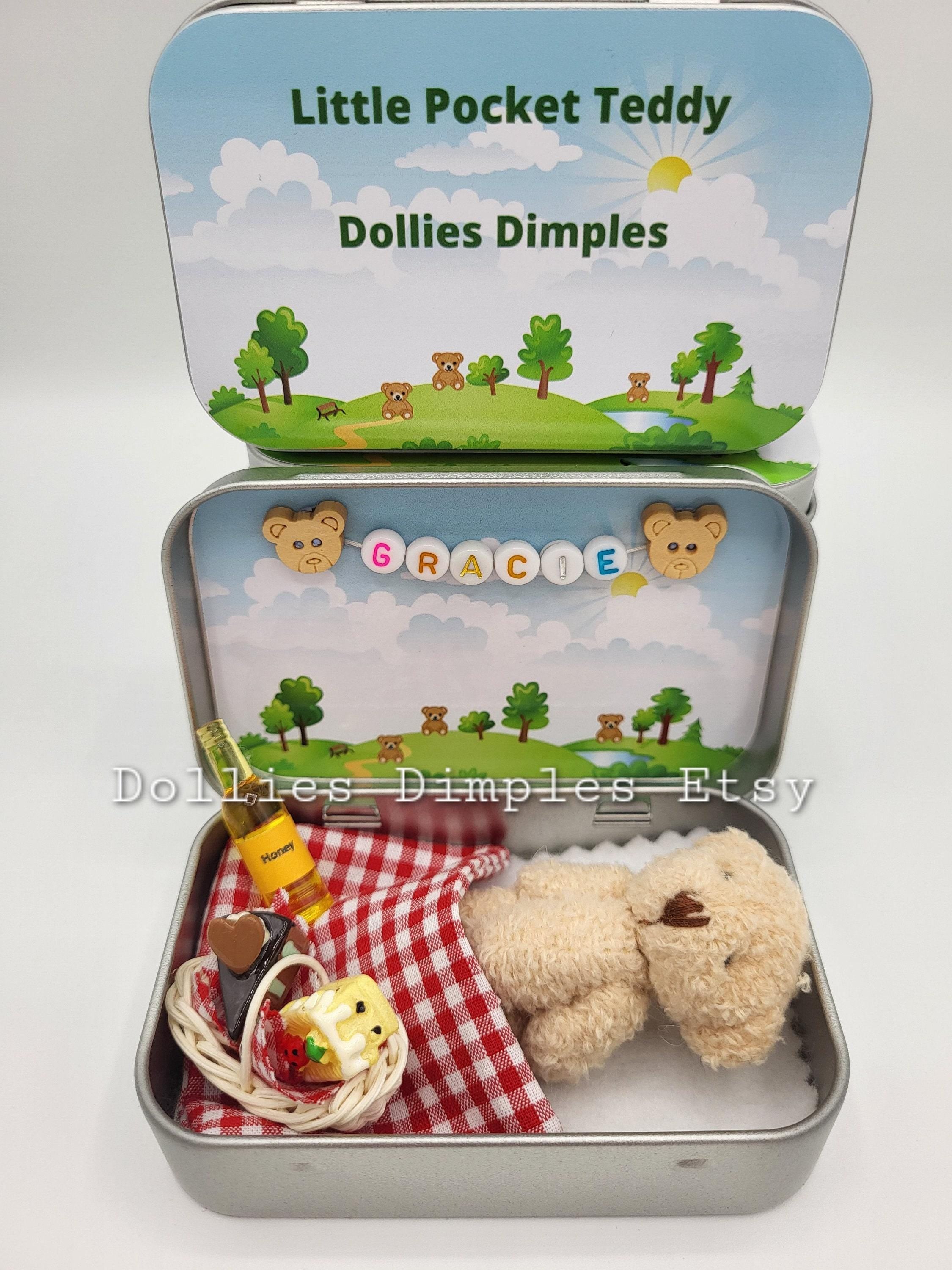 Personalized Miniature Teddy & Bunny Tin Playset, Party Favors, Bulk 10