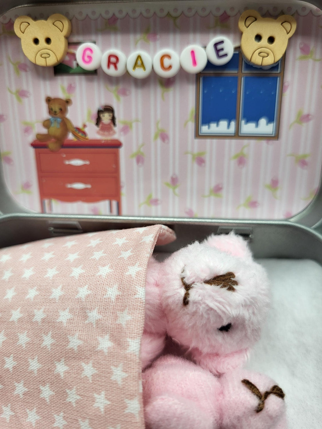 Pocket Teddy Bear in Tin: role play gift