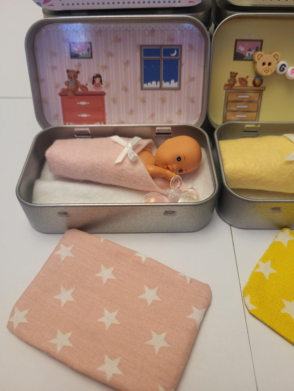 Pocket Baby Doll Bedtime Set in Tin: Portable Travel Toy