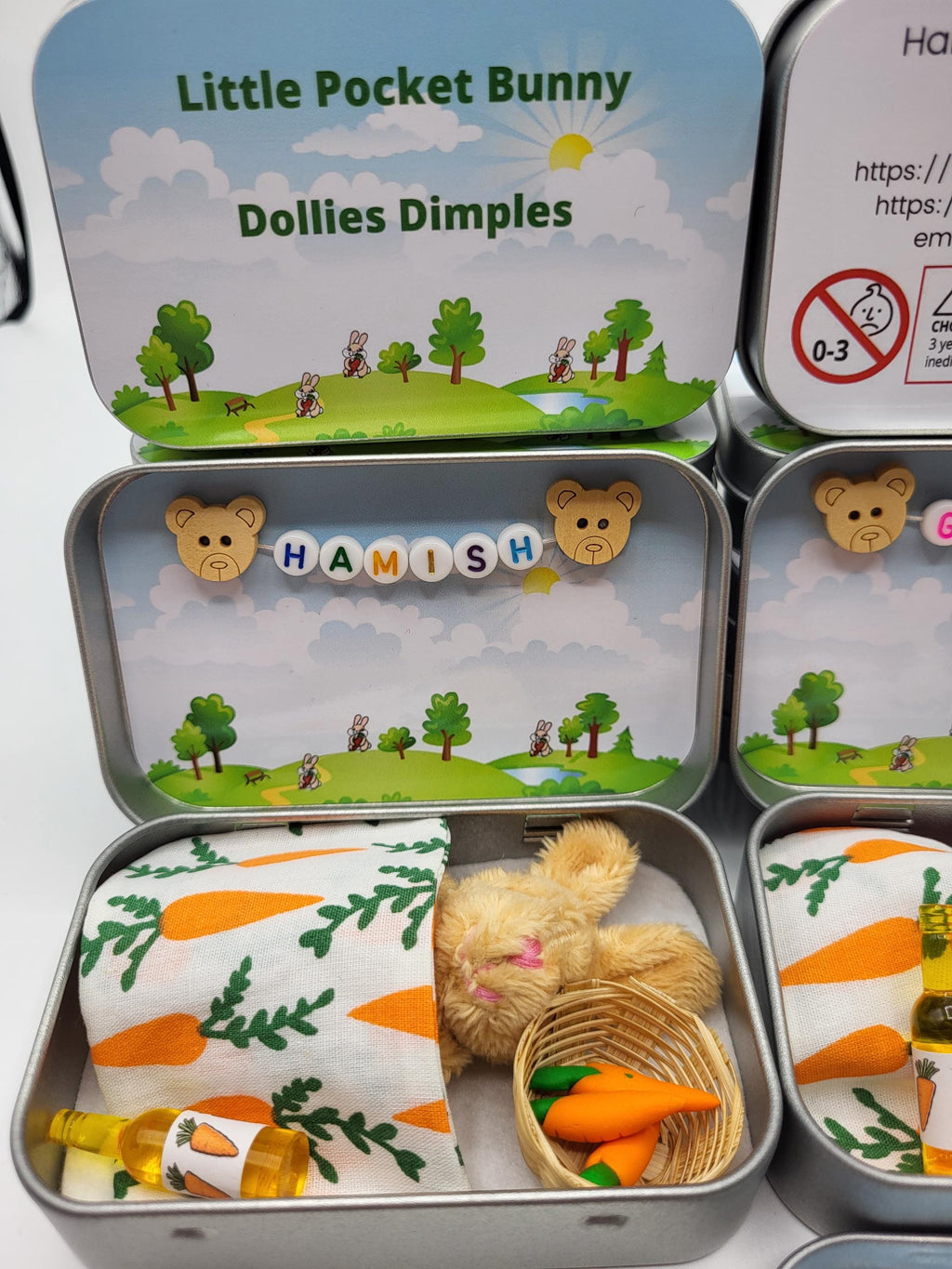 Easter Bunny Plush in Pocket Tin - Miniature Pretend Play