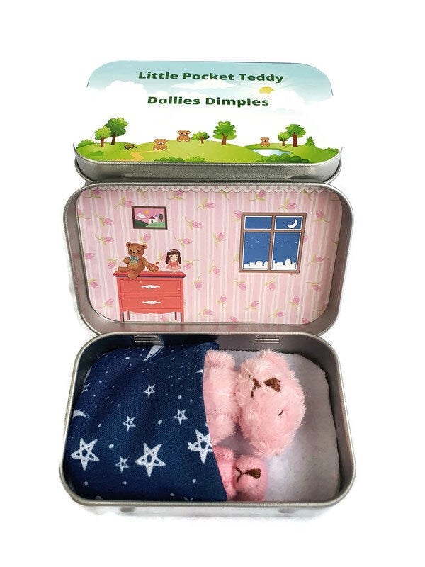 Bedtime Buddies: Tiny Teddy & Bunny in Tin with Poem