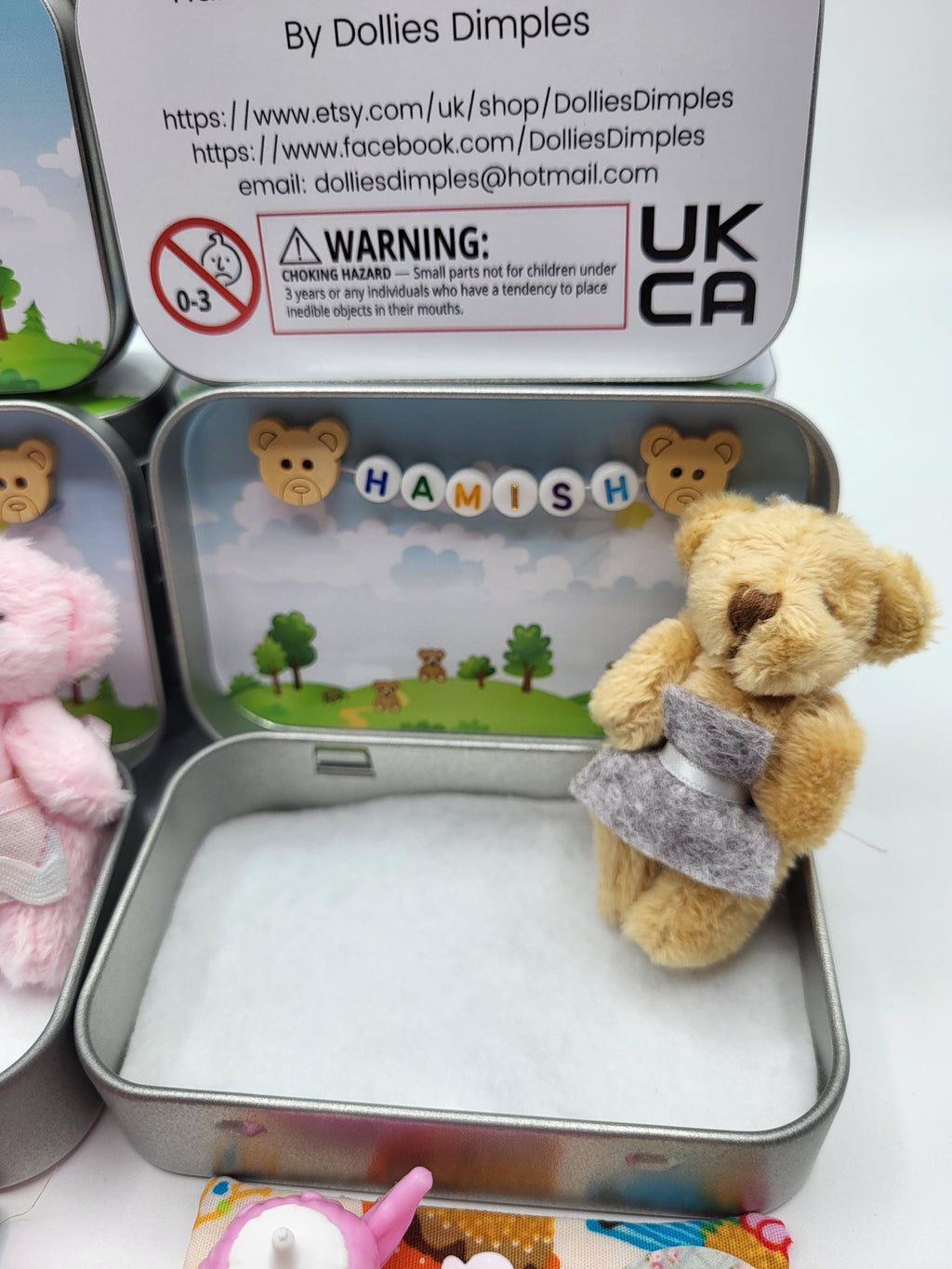 Mini Teddy Bear Tea Party Pocket Tin - Pretend Play Set