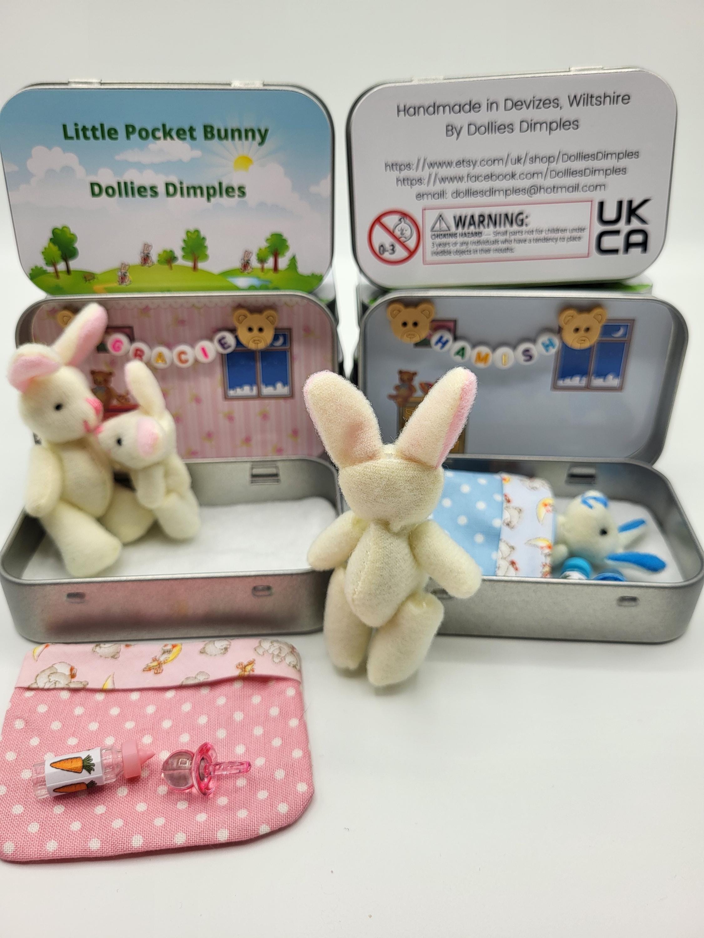 Easter Bunny Plush Mummy & Baby in Pocket Tin - Sibling Gift