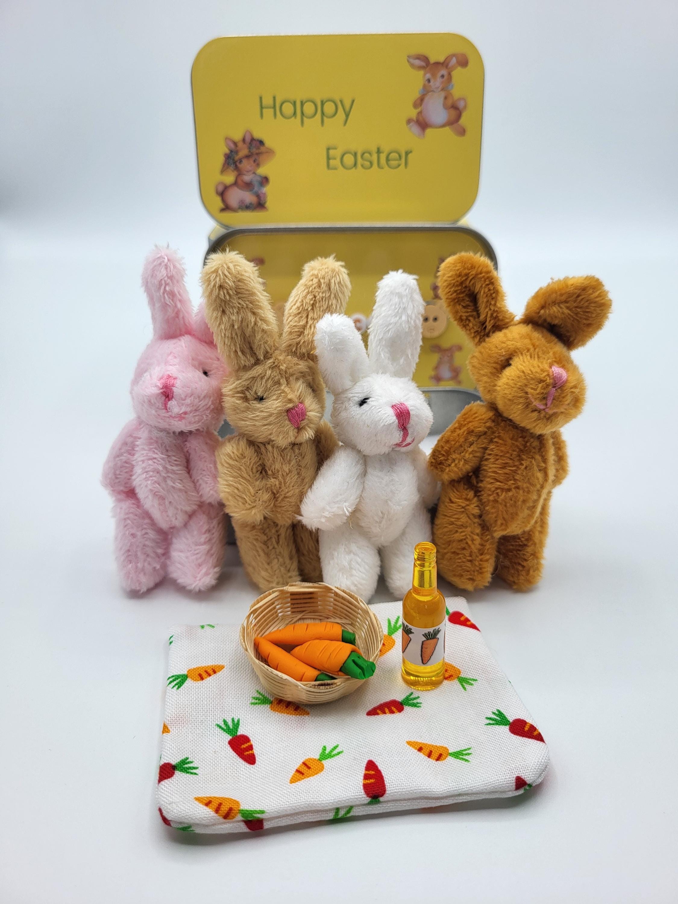 Easter Bunny Plush in Pocket Tin - Miniature Pretend Play