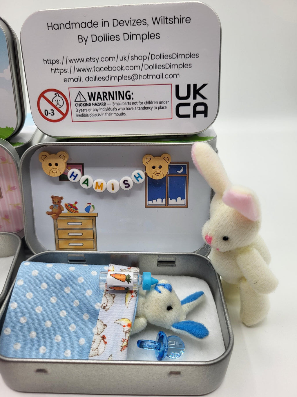 Easter Bunny Plush Mummy & Baby in Pocket Tin - Sibling Gift