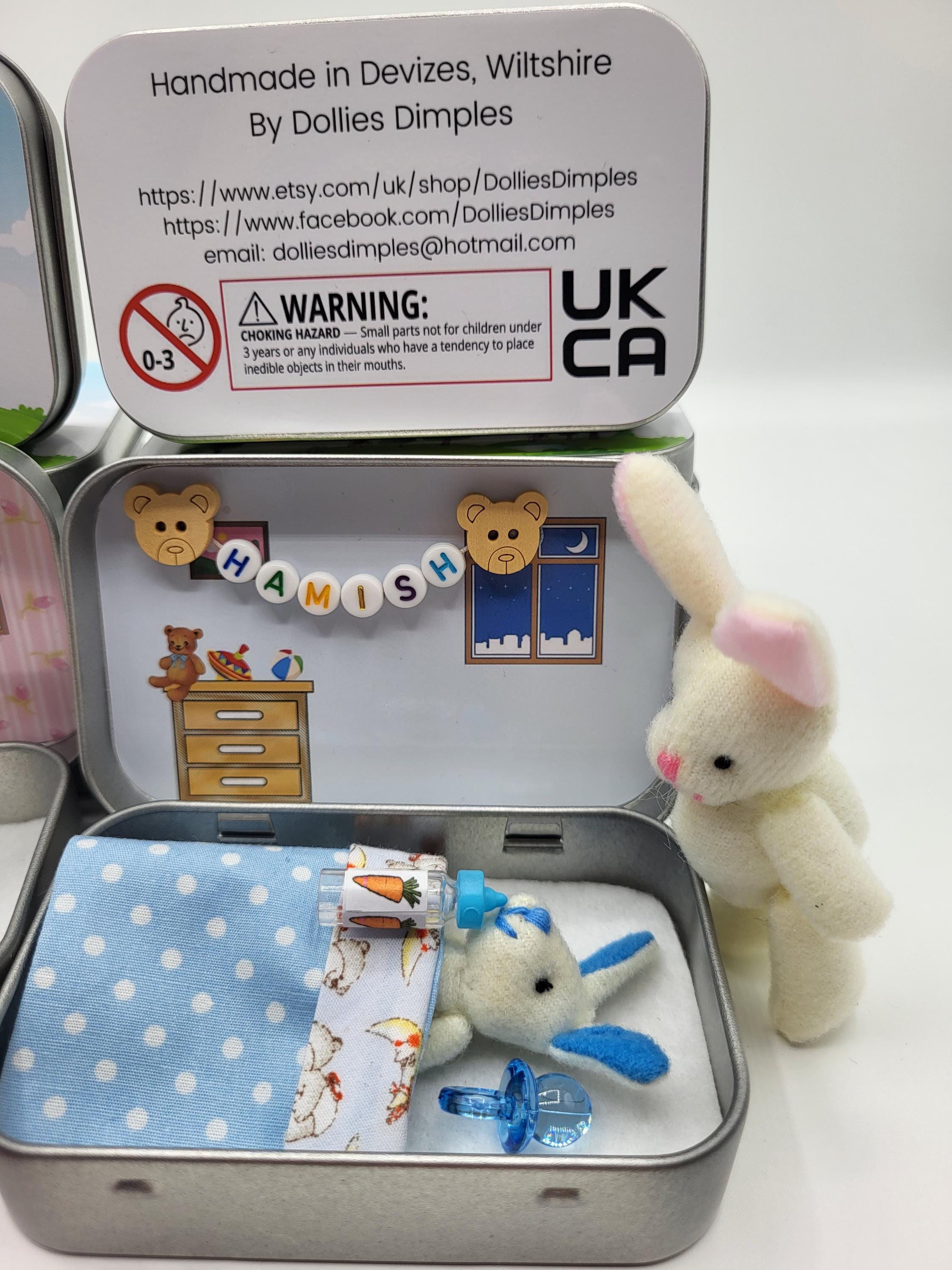 Easter Bunny Plush Mummy & Baby in Pocket Tin - Sibling Gift