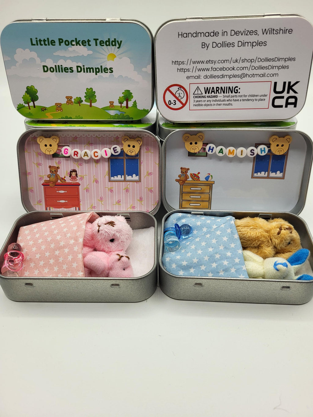 Pocket Teddy Bear in Tin: role play gift