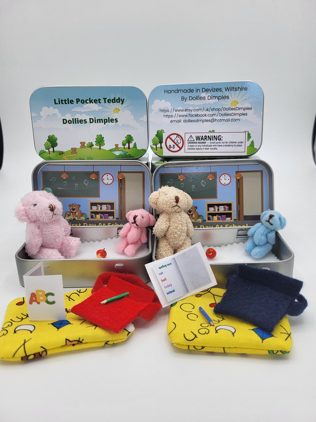 First Day at School Teddy Pocket Tin - Memory Keepsake