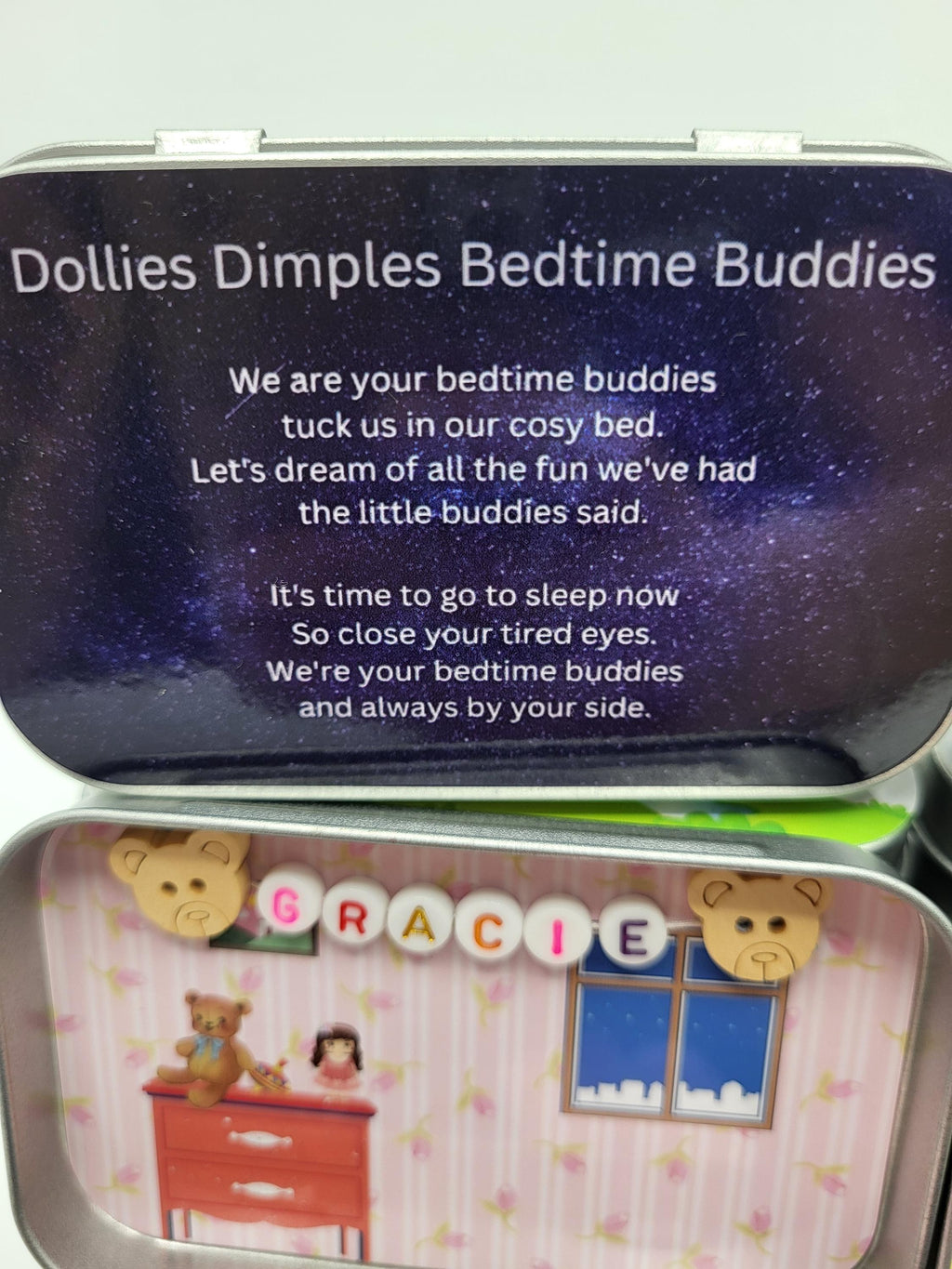 Bedtime Buddies: Tiny Teddy & Bunny in Tin with Poem