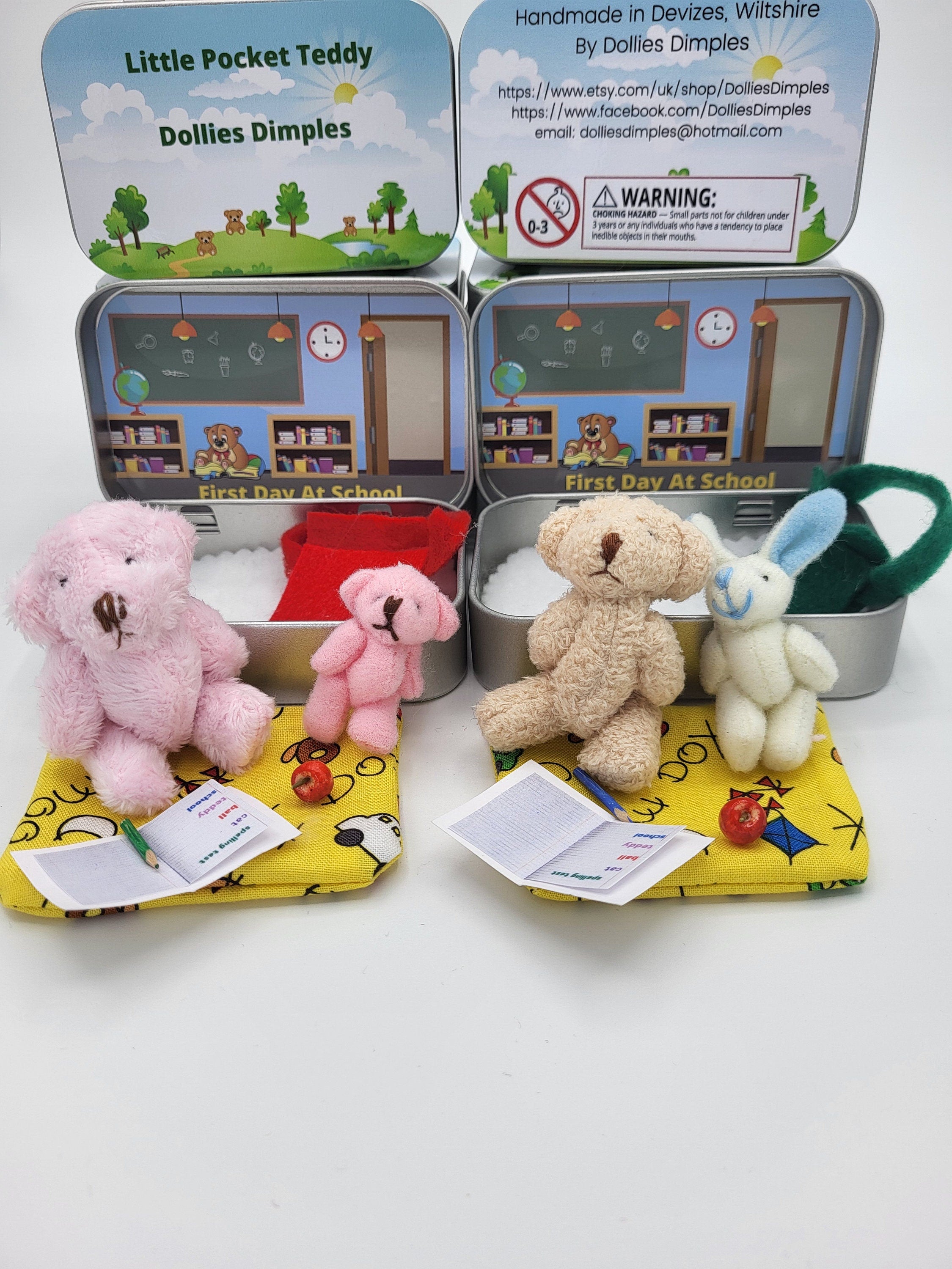 First Day at School Teddy Pocket Tin - Memory Keepsake