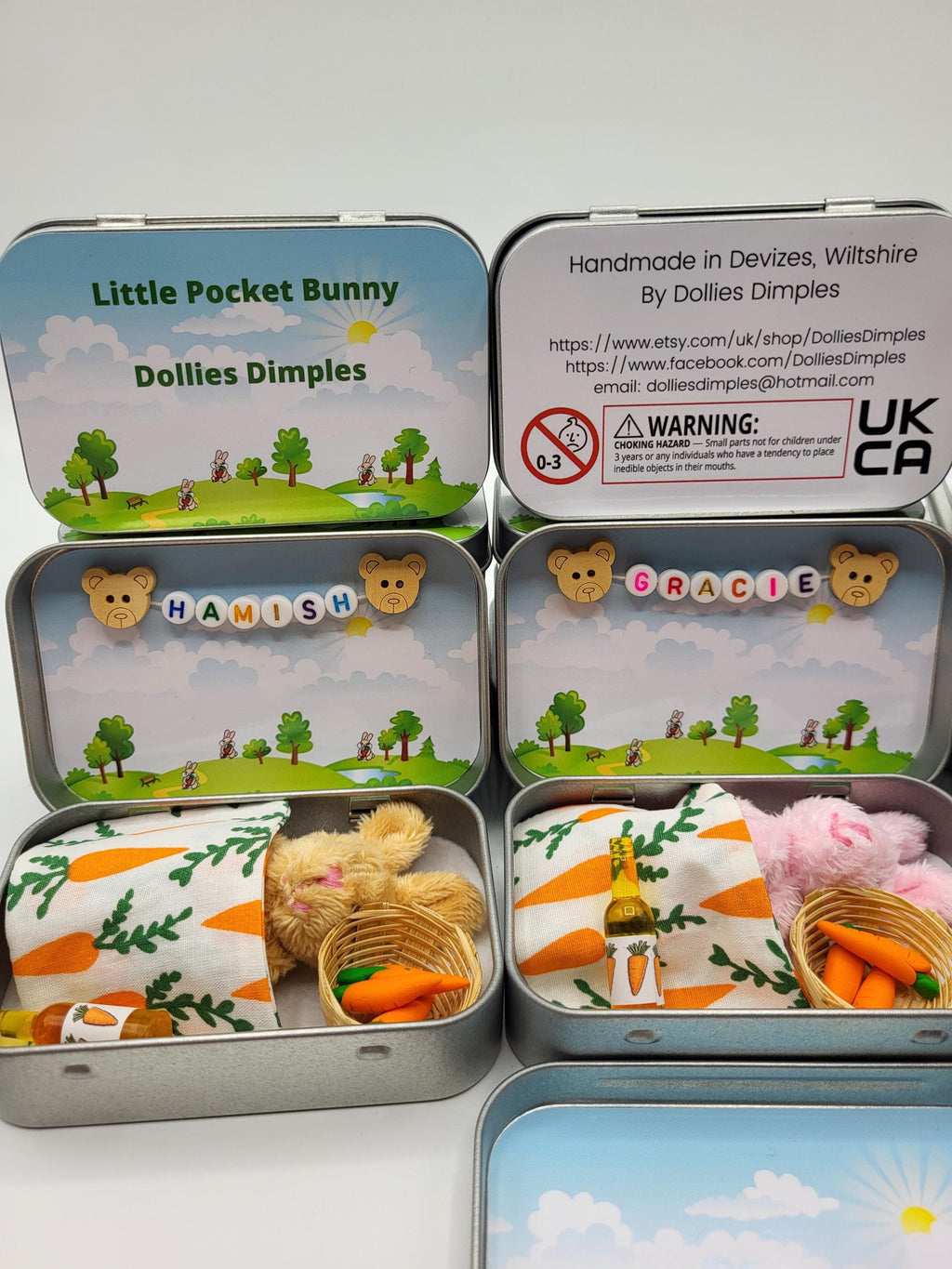 Easter Bunny Plush in Pocket Tin - Miniature Pretend Play