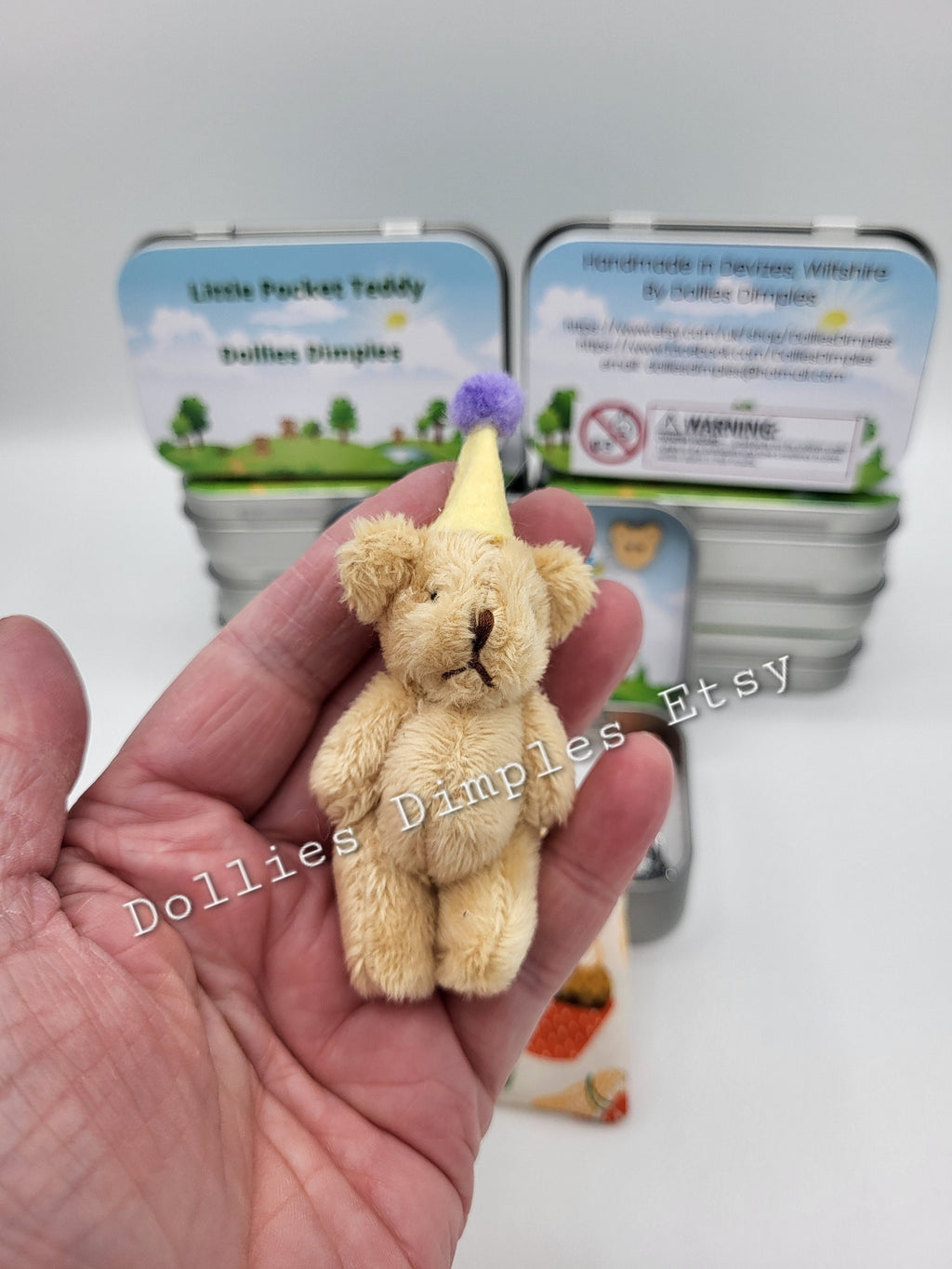 Teddy Bear mini Happy Birthday Pocket tin various colours