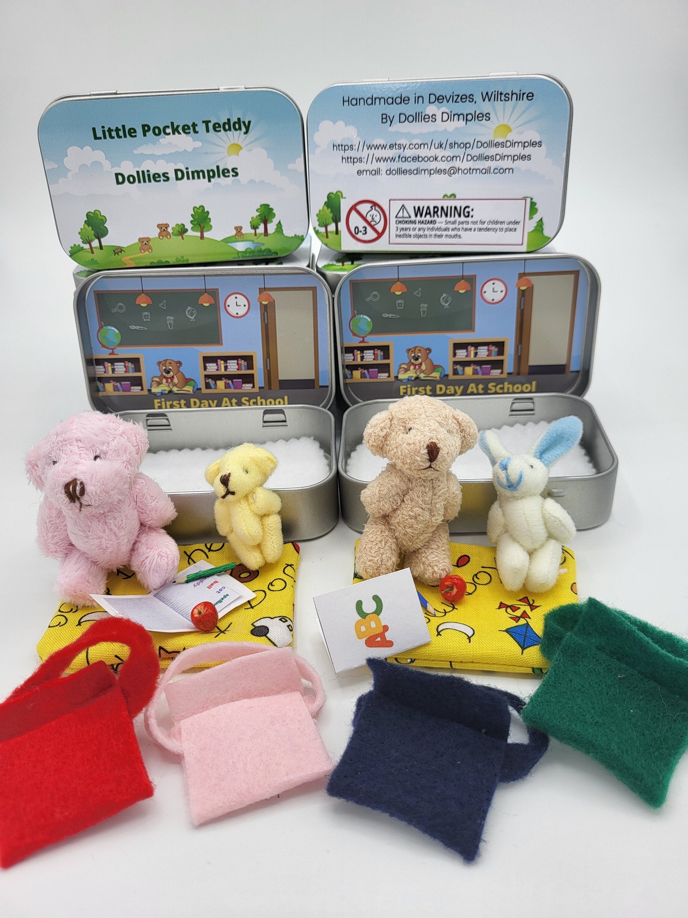 First Day at School Teddy Pocket Tin - Memory Keepsake