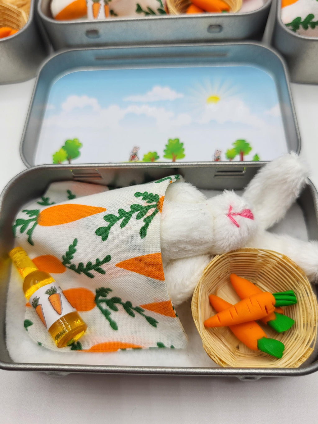 Easter Bunny Plush in Pocket Tin - Miniature Pretend Play