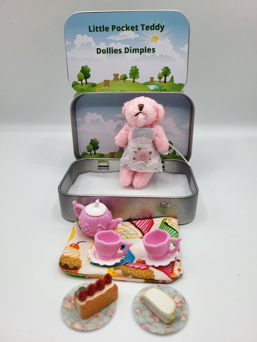 Mini Teddy Bear Tea Party Pocket Tin - Pretend Play Set