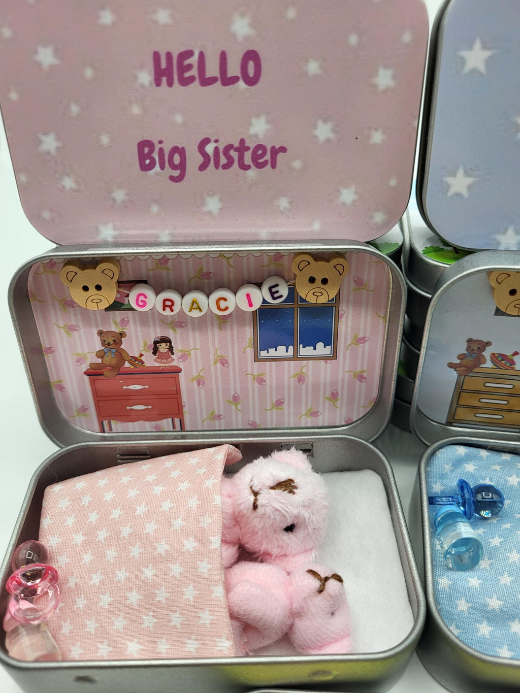 Hello Big Brother or Sister sibling Gift. Teddy Bear Sibling Reveal personalised present from baby