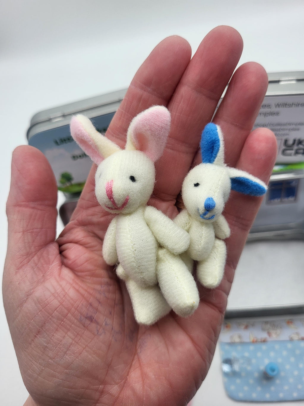Easter Bunny Plush Mummy & Baby in Pocket Tin - Sibling Gift