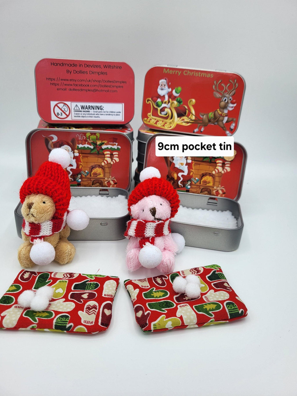 Christmas Teddy Bear in Pocket Tin: Christmas Stocking Filler