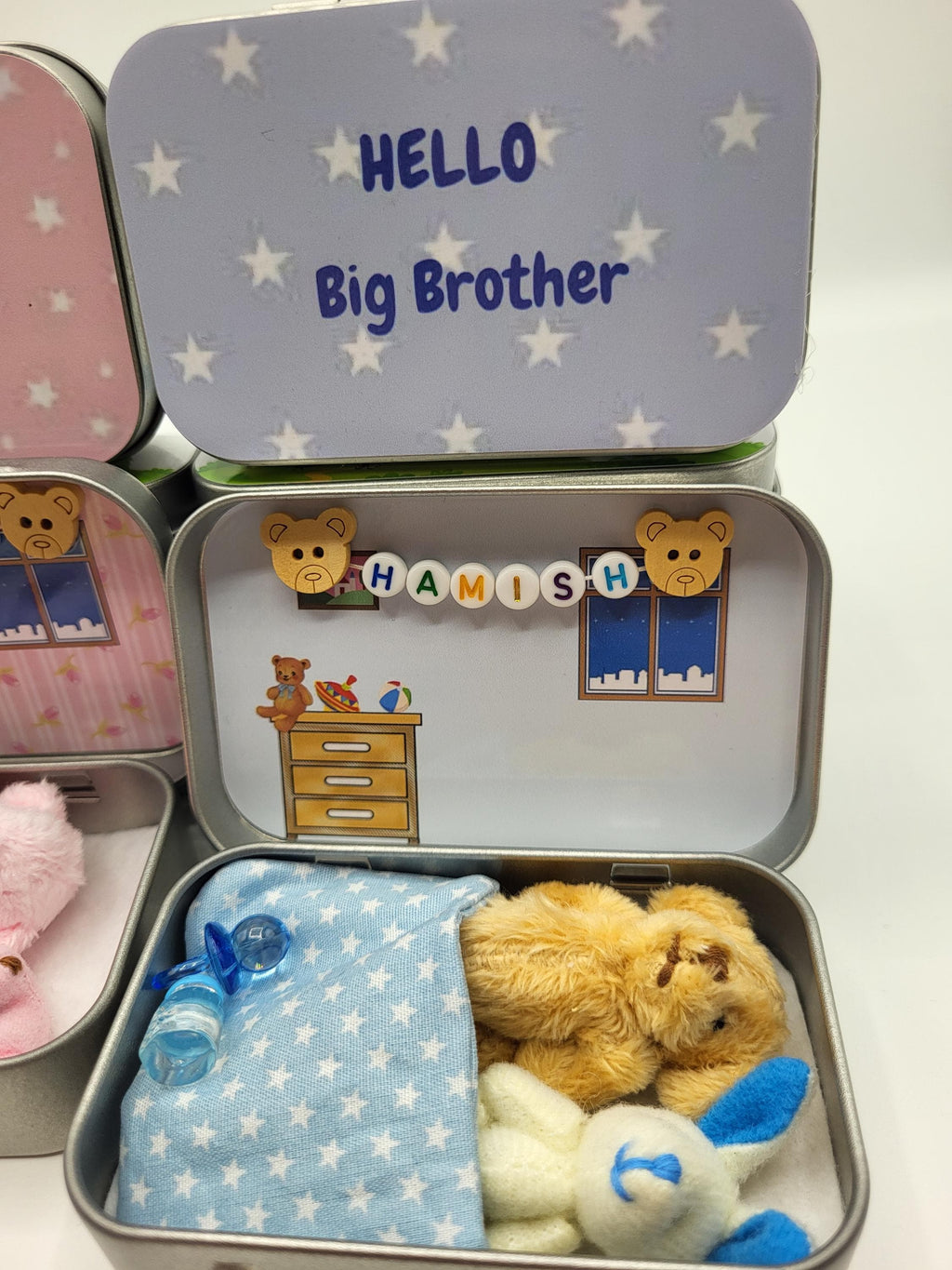 Hello Big Brother or Sister sibling Gift. Teddy Bear Sibling Reveal personalised present from baby