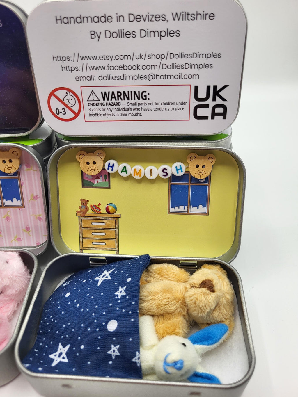 Bedtime Buddies: Tiny Teddy & Bunny in Tin with Poem