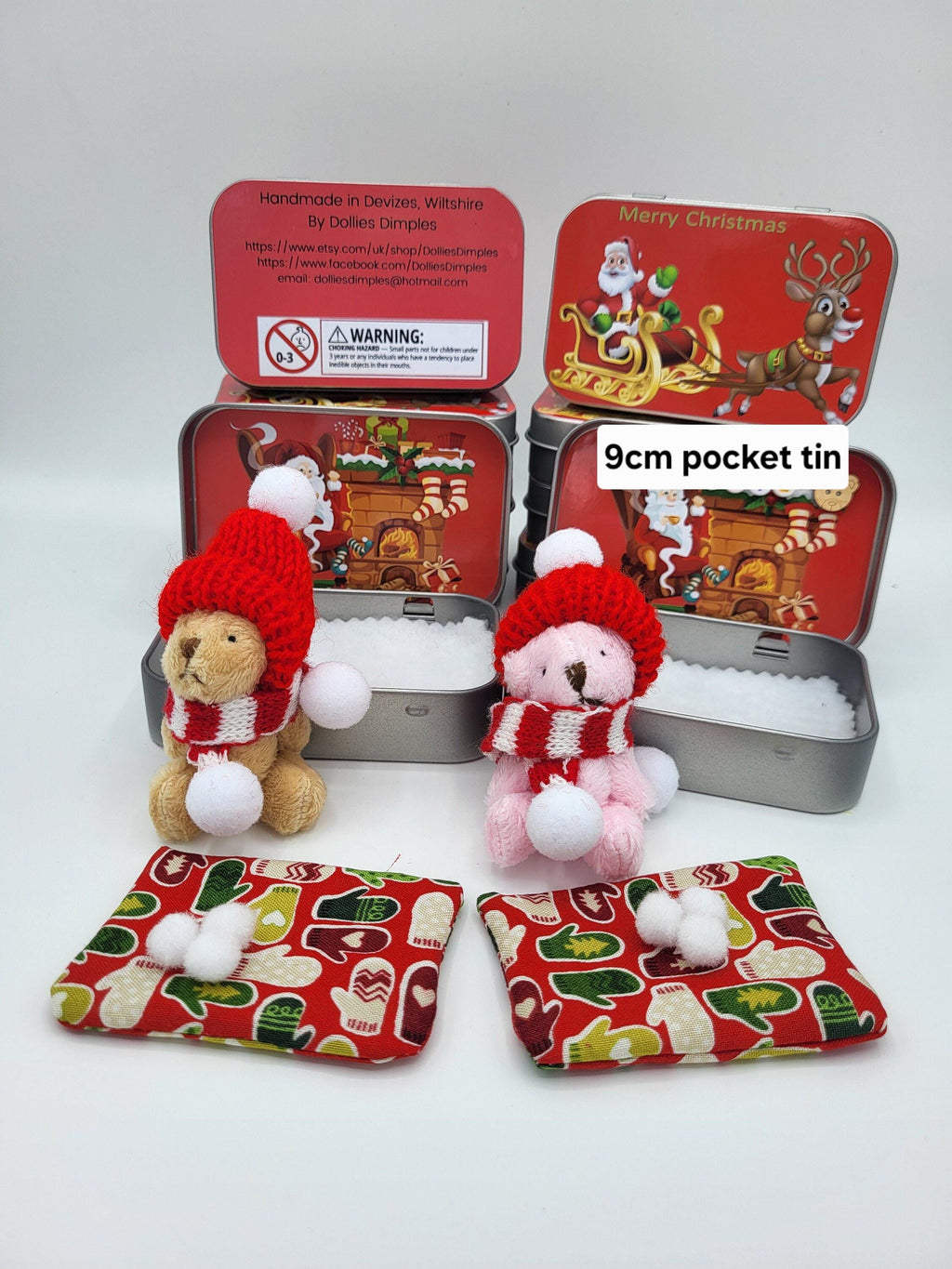 Christmas Teddy Bear in Pocket Tin: Christmas Stocking Filler