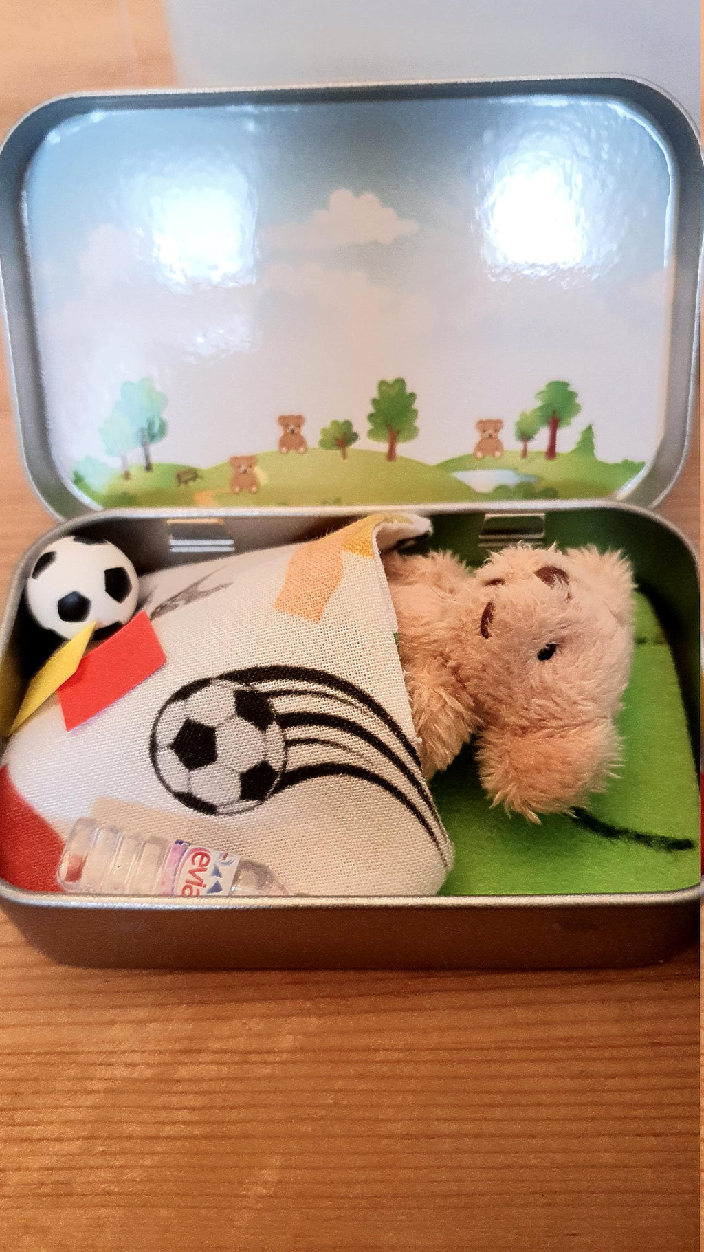 Football Teddy in Tin: Soccer Bear Keepsake Gift