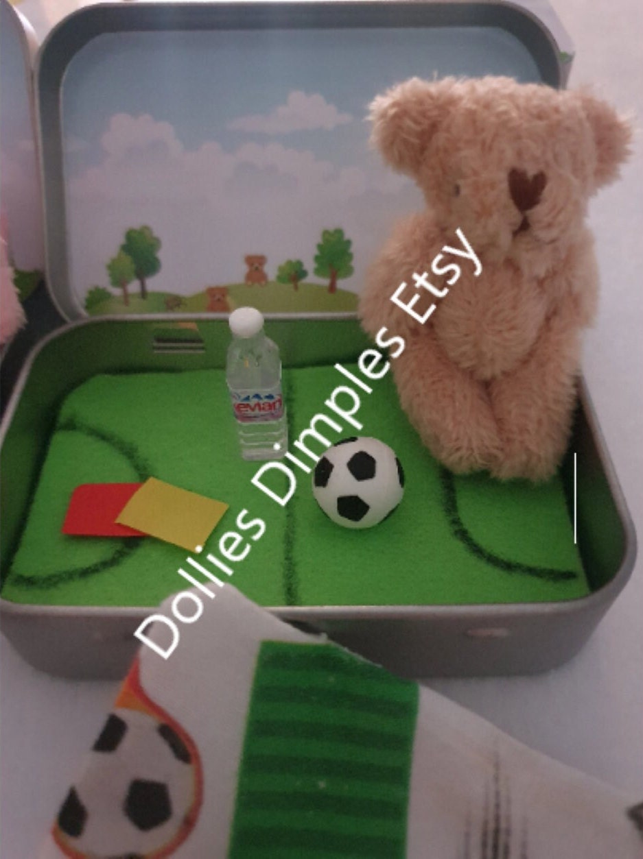 Football Teddy in Tin: Soccer Bear Keepsake Gift