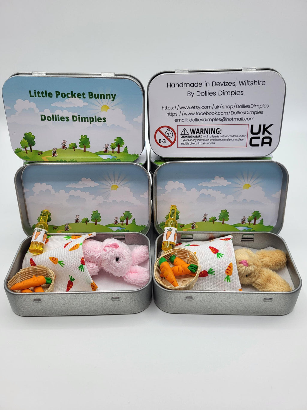 Easter Bunny Plush in Pocket Tin - Miniature Pretend Play